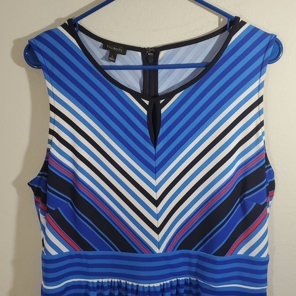 Talbots striped stretch dress size large - Picture 2 of 9